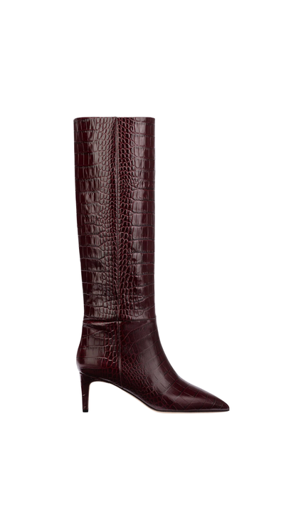 Stiletto Boot 60 in Rouge Noir Croc-Effect Leather Boot (Copia)