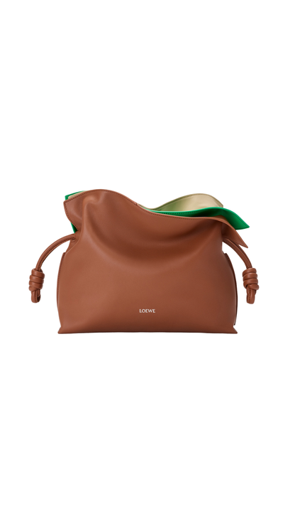 Medium Layered Flamenco Clutch in Multicolor Squirrel Nappa Calfskin