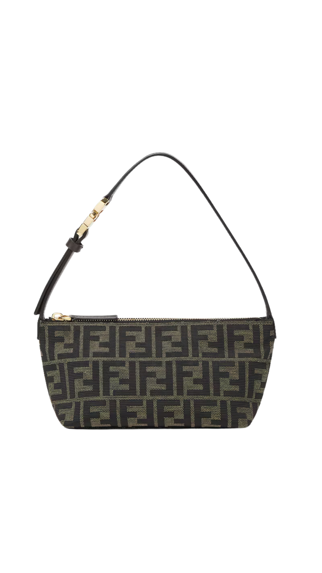 Zip Top Small in Brown Jacquard Fabric Mini-Bag