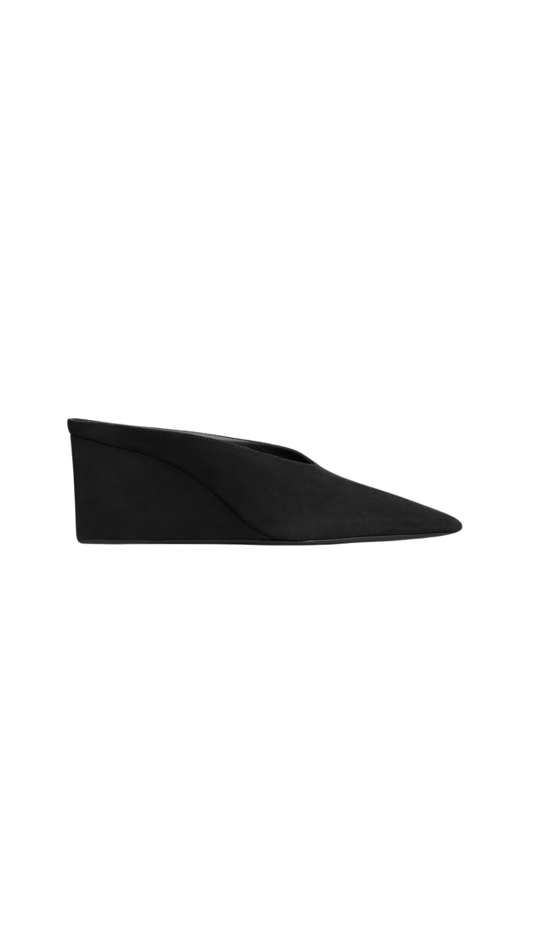 Cube Wedge Mules In Black Suede