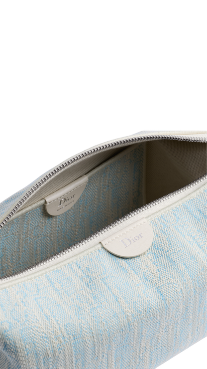 Nomad Pouch in Céleste Blue and Beige Dior Oblique Washed Jacquard