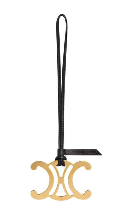 Maxi Triomphe Charm in Metal and Smooth Lambskin in Black
