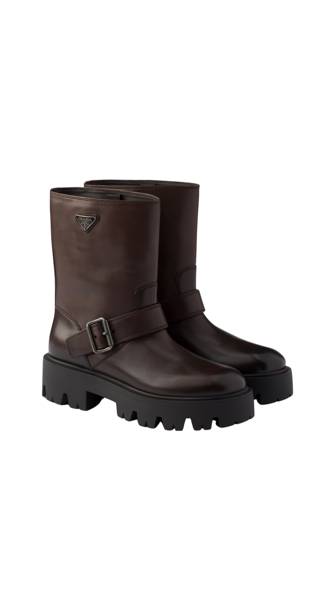 Leather Mid-Calf Boots in Teak