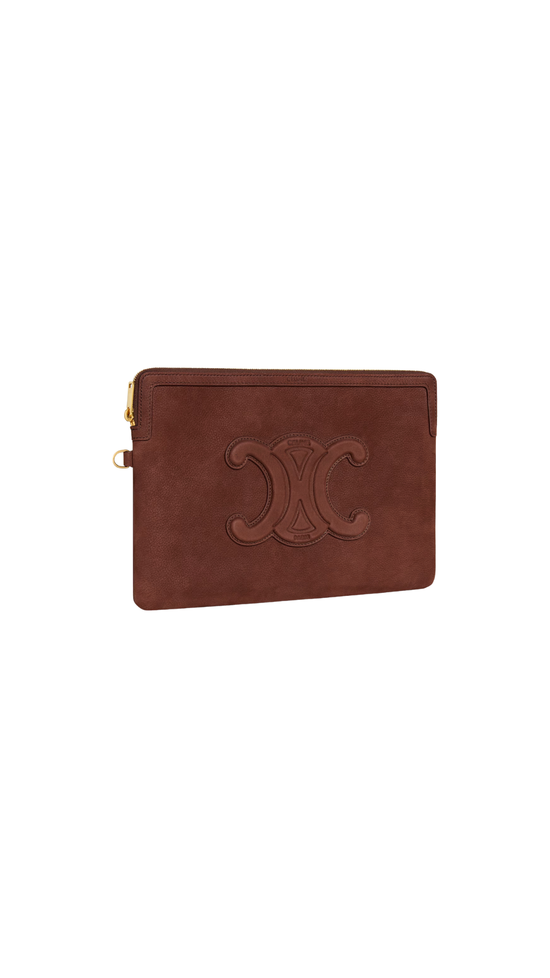 Small Pouch With Strap Cuir Triomphe in Chestnut Grained Calfskin
