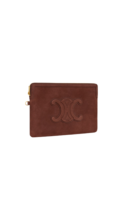 Small Pouch With Strap Cuir Triomphe in Chestnut Grained Calfskin