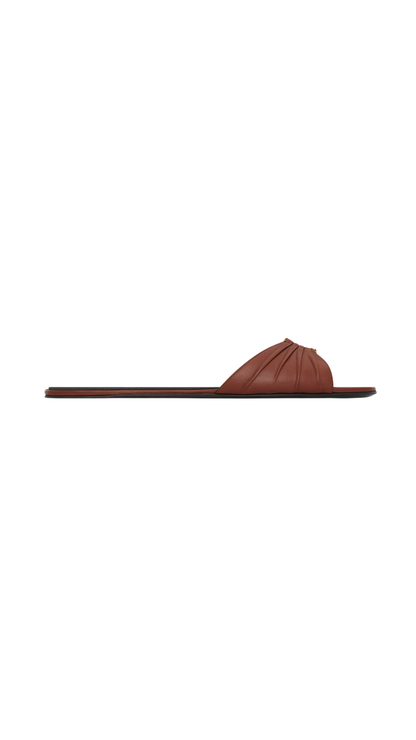Babylone Slides in Aesthetic Brown Smooth Leather