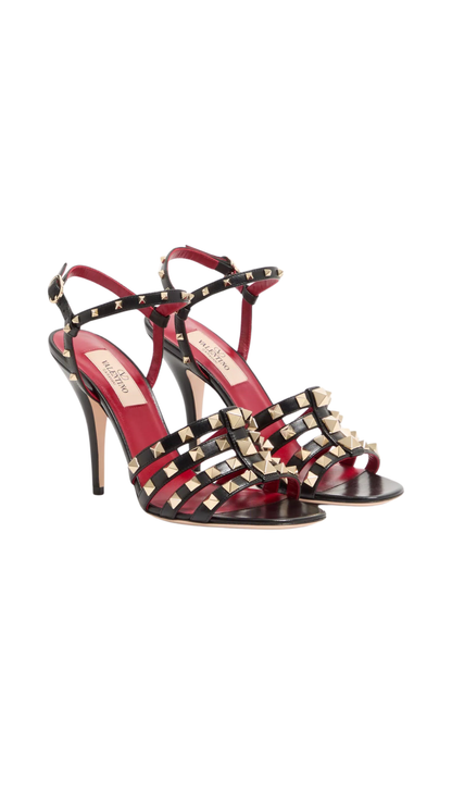 Rockstud Kidskin Sandal 100mm in Black