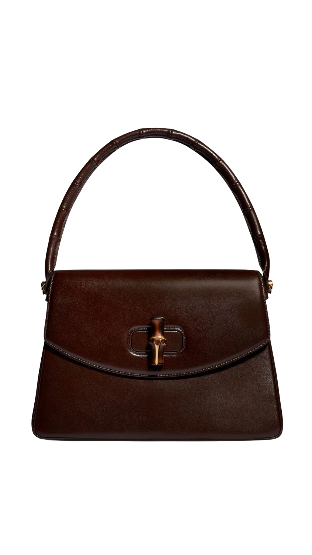 Bamboo Vendetta Medium Top Handle Bag in Dark Brown Leather