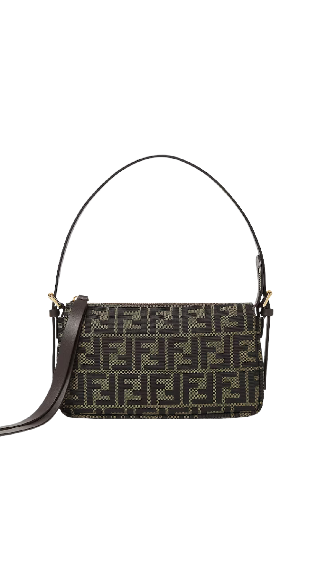 Zipper Top Small FF Zucca Jacquard Fabric Bag