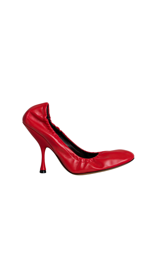 Pucker Pump 100 in Red Leather