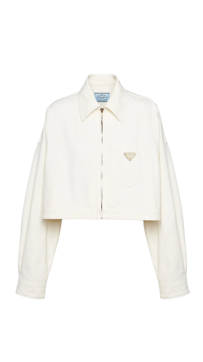 Denim Blouson Jacket in White