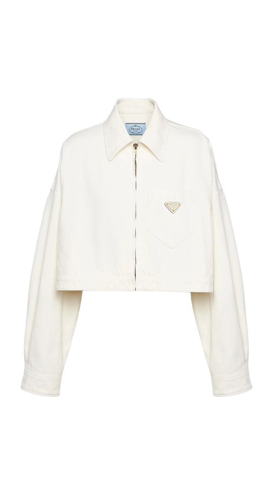 Denim Blouson Jacket in White