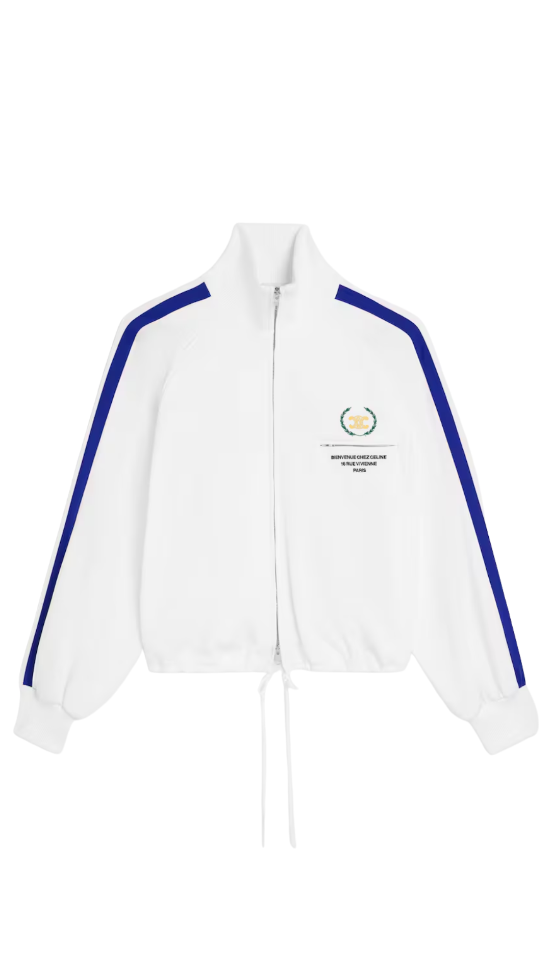 Tracksuit Jacket in White/Blue Double-Face Jersey