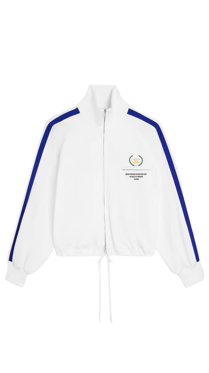 Tracksuit Jacket in White/Blue Double-Face Jersey