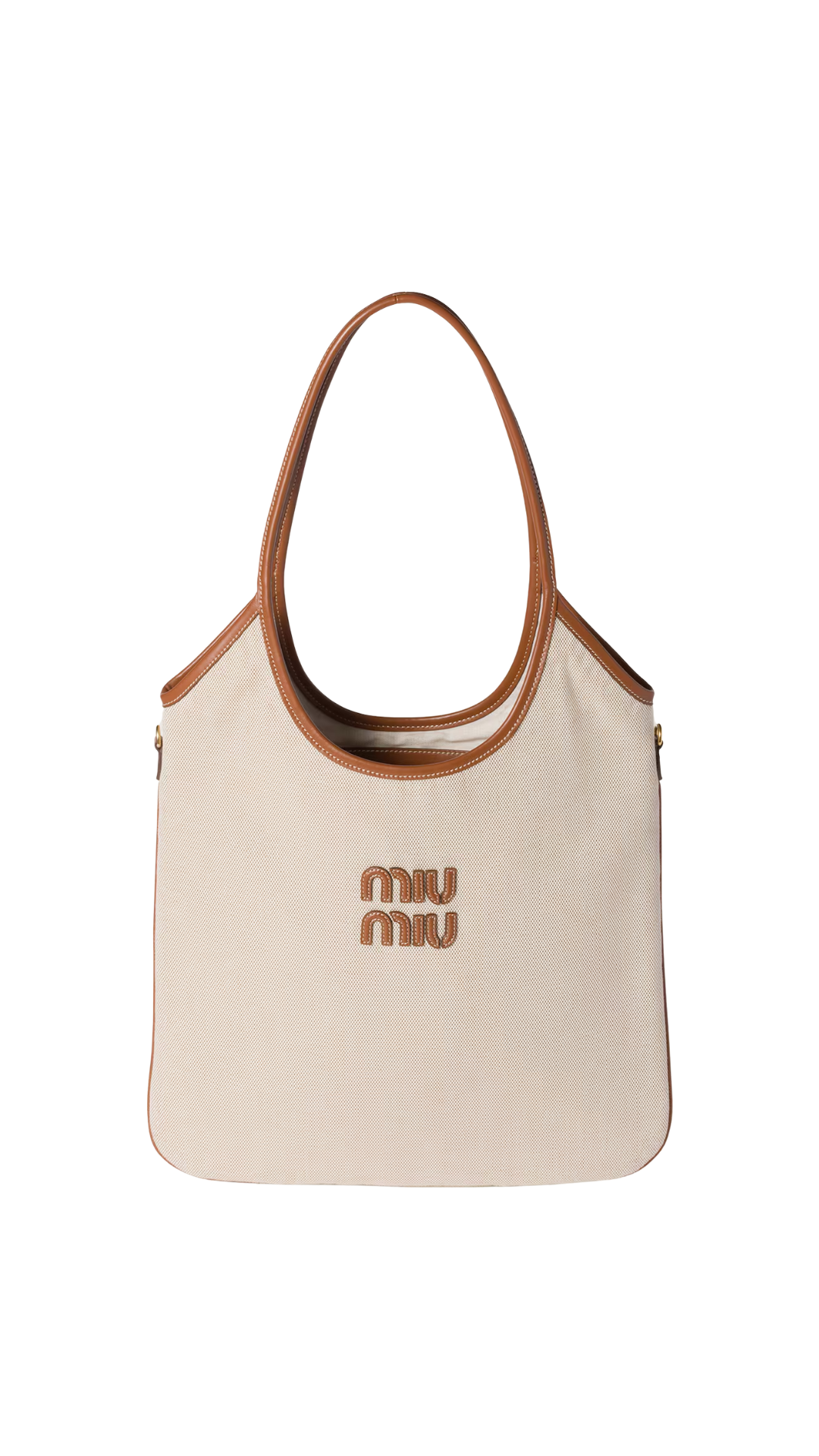 Ivy Canvas and Leather Bag in Beige/Brandy