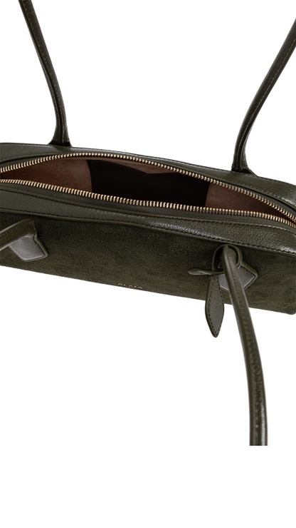 Le Teckel Small Bi-Material Bag in Dark Green