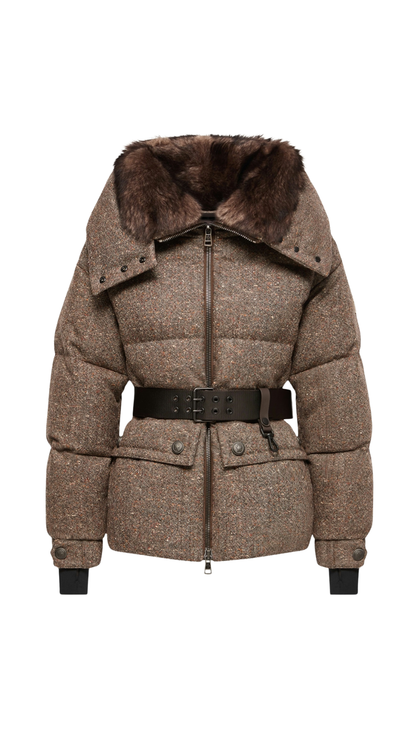 Gelise Shearling-Trimmed Belted Down Jacket