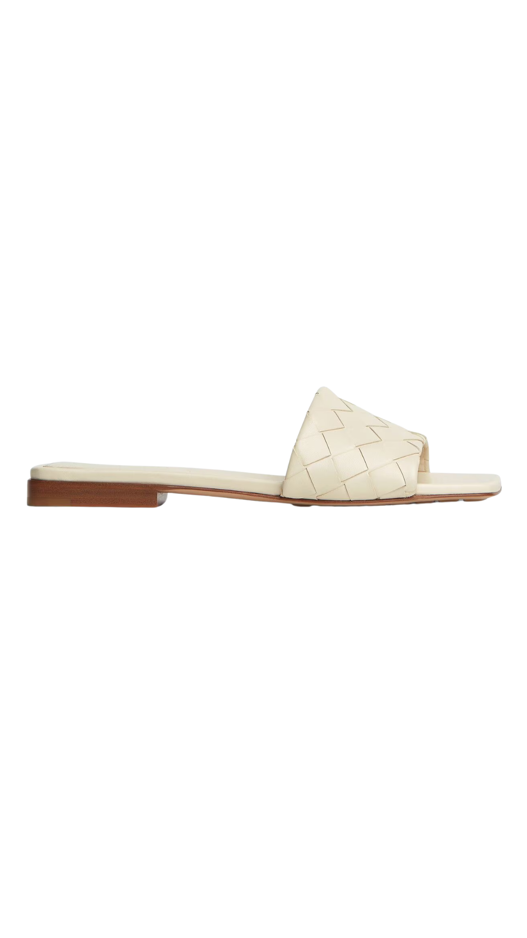 Parco Flat Mule in Sea Salt Intrecciato Leather