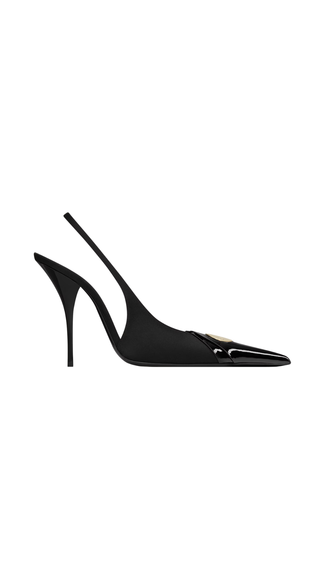Louis Slingback Pumps in Black Patent Leather and Satin