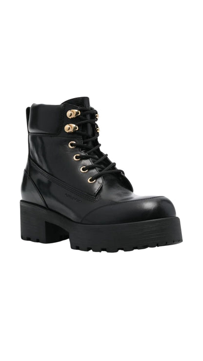 Trekker Leather Ankle Boots in Black