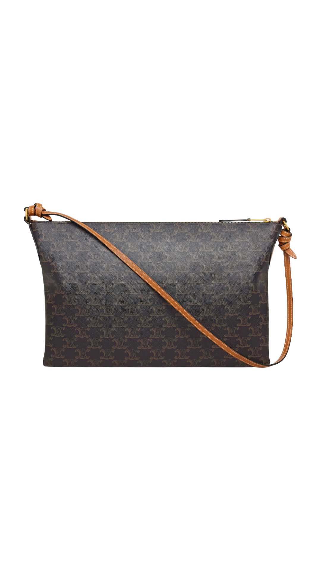 Duo Zipped Bag in Triomphe Canvas and Natural Calfskin in Miel