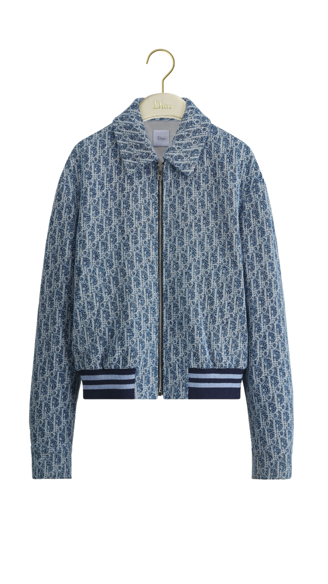 Dioriviera Zipped Jacket Blue Spongy Dior Oblique Double-Faced Cotton-Blend Tweed
