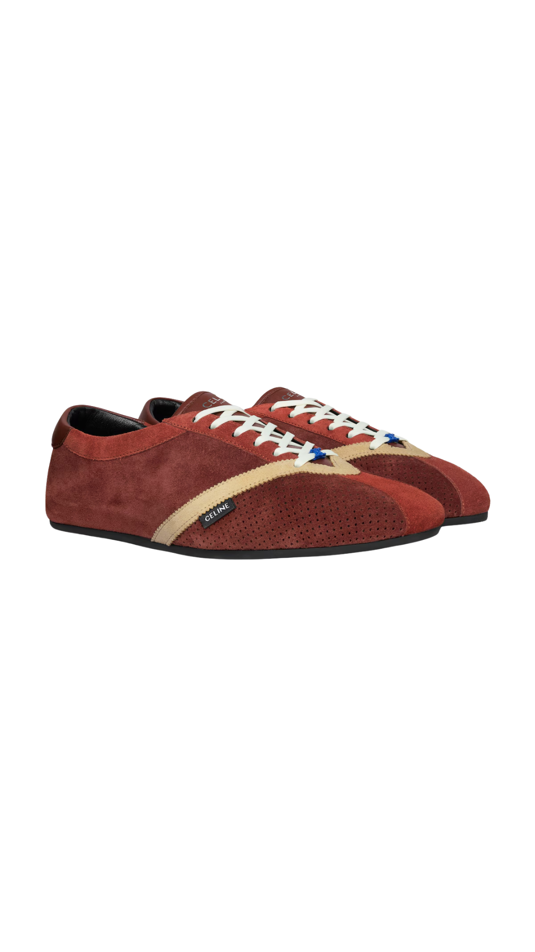 The Flat Sneaker in Rust/Ecru Suede Calfskin and Lambskin