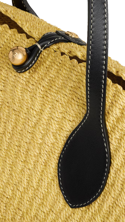 Small Triomphe Beads Basket in Natural/Black