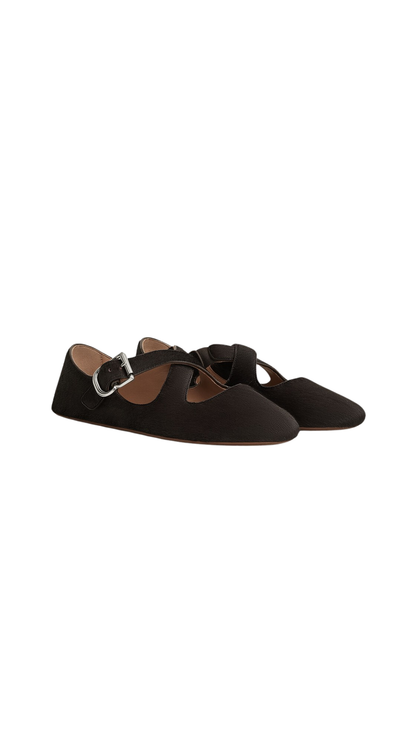 Criss Cross Ballet Flats in Brown