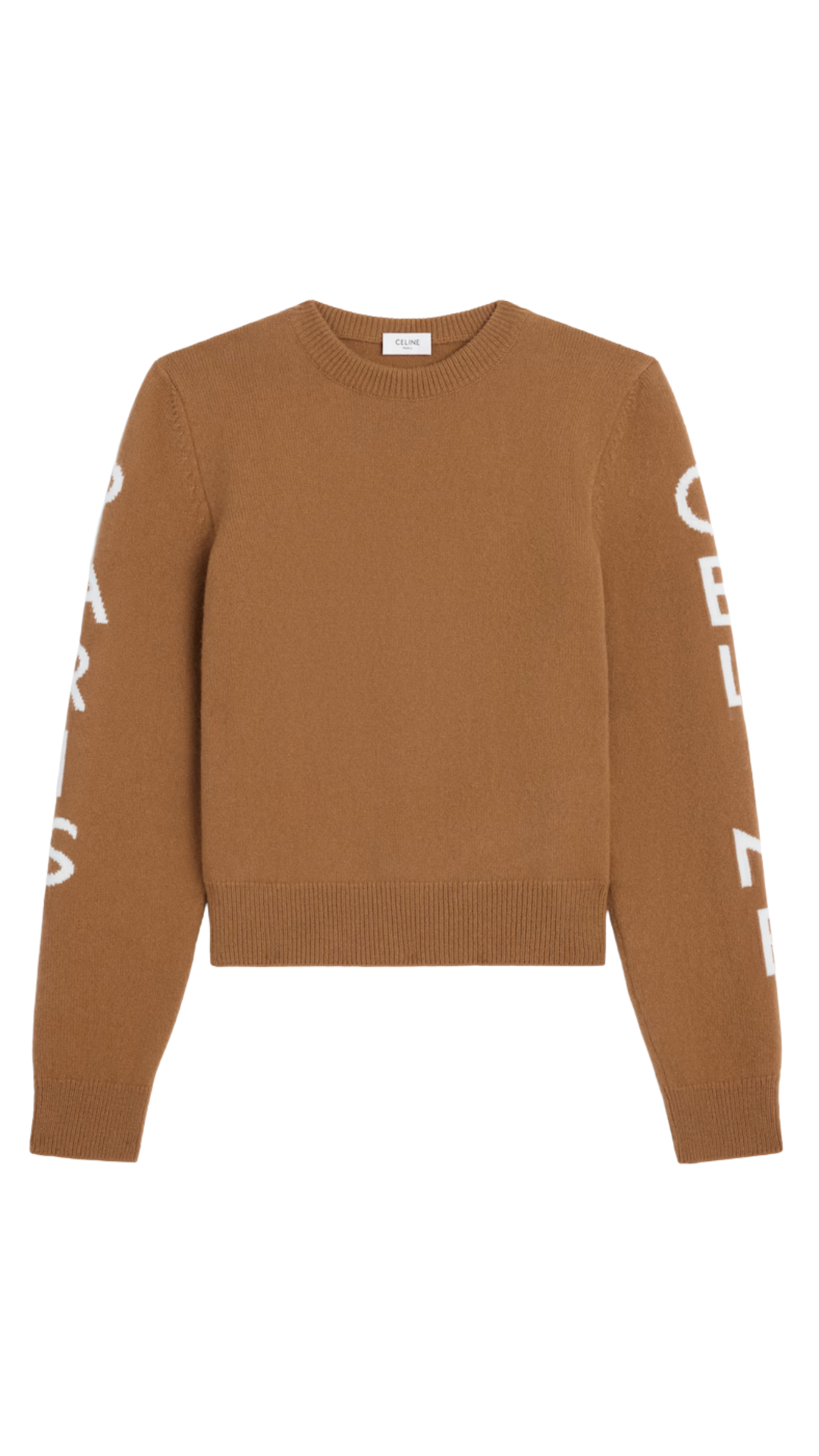 Crewneck Sweater in Camel/White Wool Cashmere