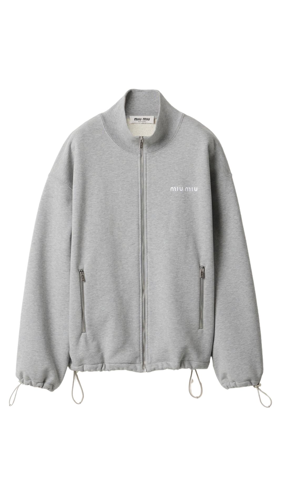 Cotton Fleece Zipper Sweatshirt in Grey