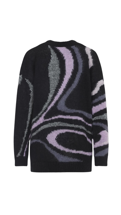 L.S. Cardigan Marmo Grunge in Black