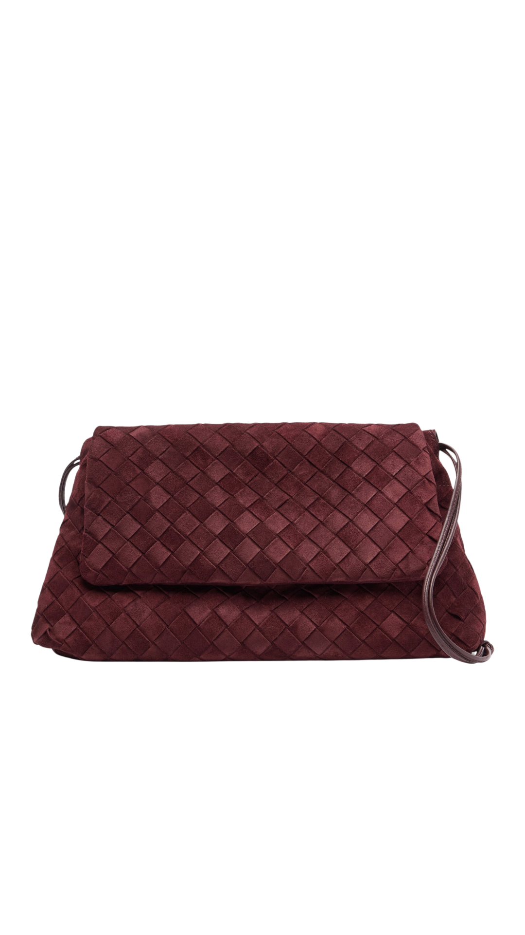 Giorno Intrecciato Suede Shoulder Bag in Burgundy