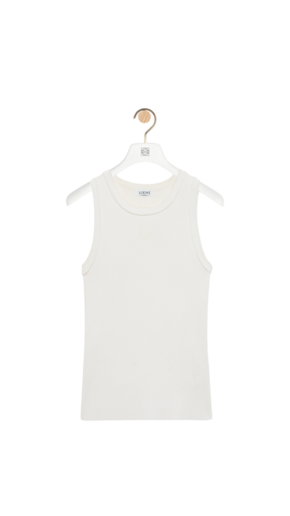 Anagram Tank Top in White Stretch Viscose