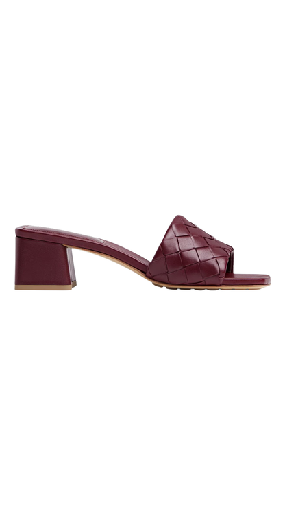 Parco Mule in Barolo Intrecciato Leather Kitten-Heel