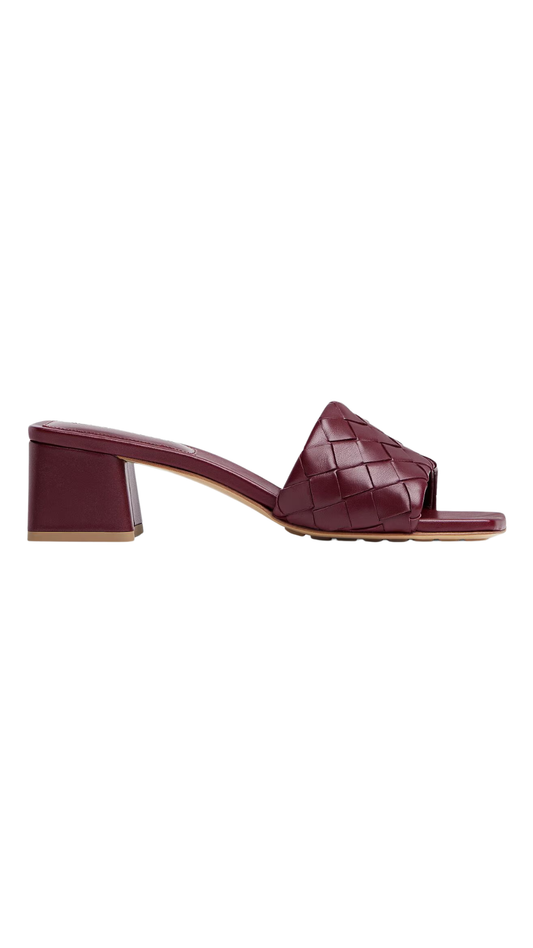 Parco Mule in Barolo Intrecciato Leather Kitten-Heel