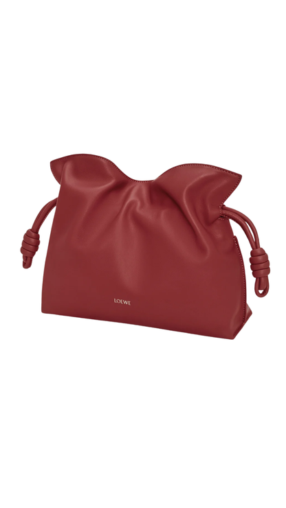 Medium Flamenco Clutch in Burnt Red Nappa Calfskin