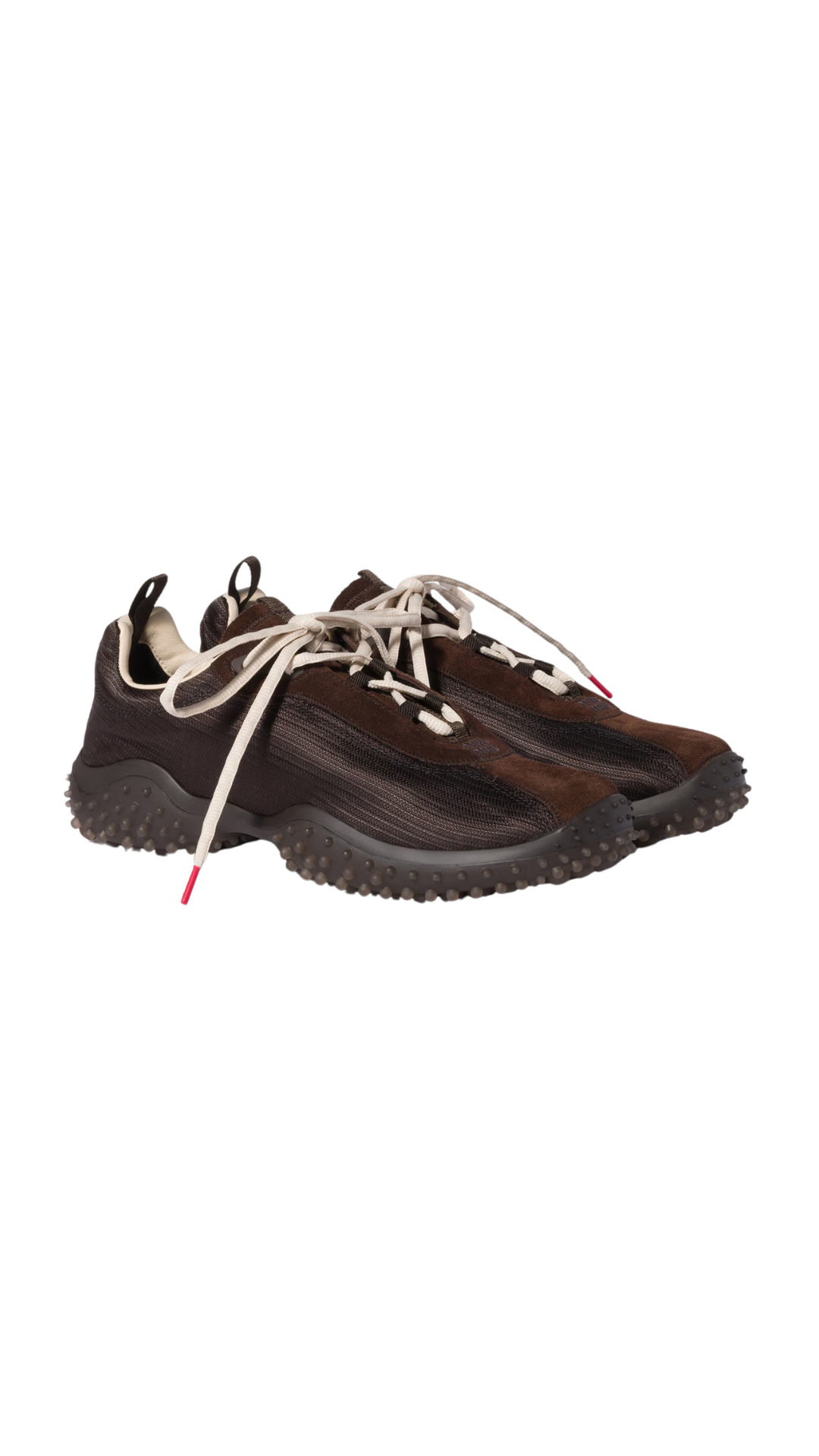Bubble Technical Fabric and Suede Sneakers in Dark Brown