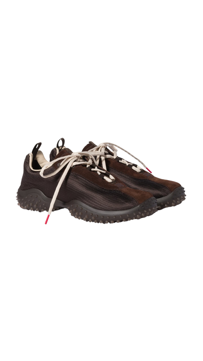 Bubble Technical Fabric and Suede Sneakers in Dark Brown
