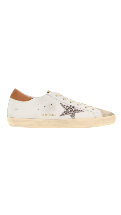 Women's Super-Star Silver Glitter Star in White