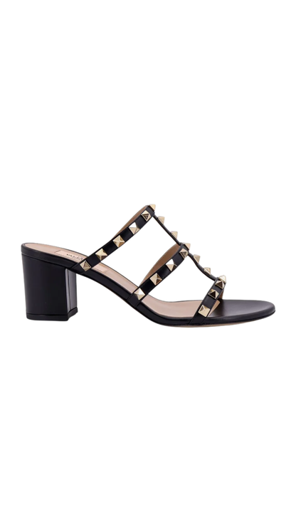 Rockstuds Leather Sandals in Black
