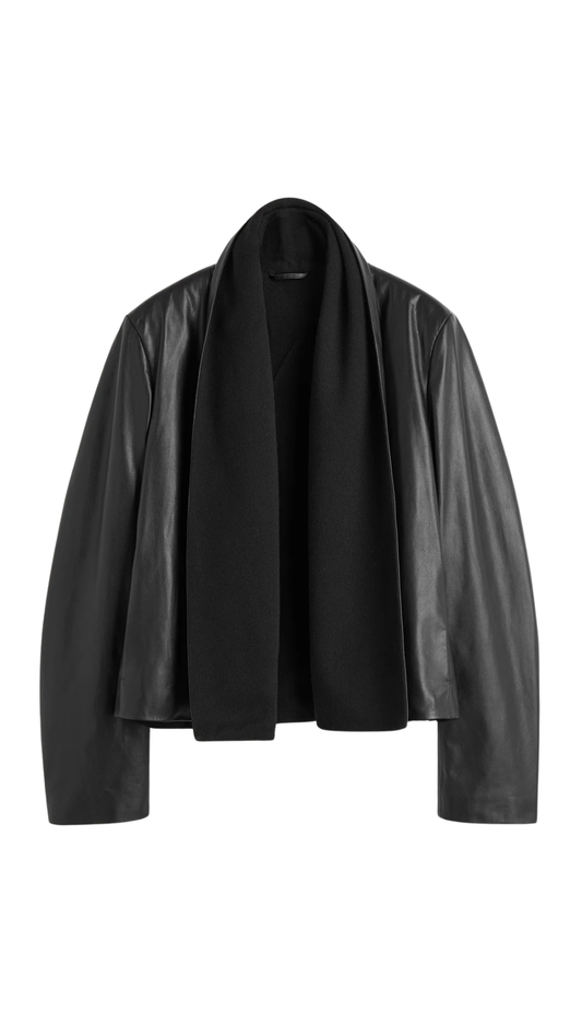 Scarf Leather Jacket Black