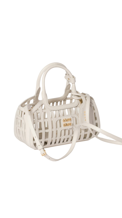 Leather Basket in Chalk White
