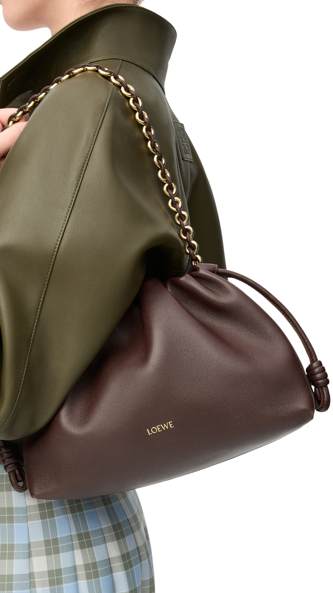 Medium Flamenco Purse in Mellow Nappa Lambskin Dark Chestnut