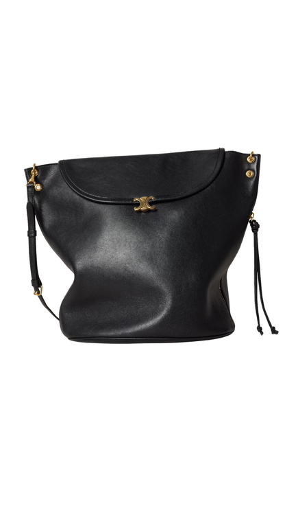 Soft Triomphe Bucket in Black Shiny Lambskin