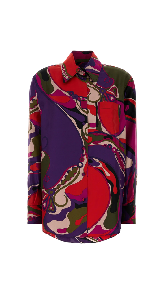 Printed Silk Shirt in Multicolor