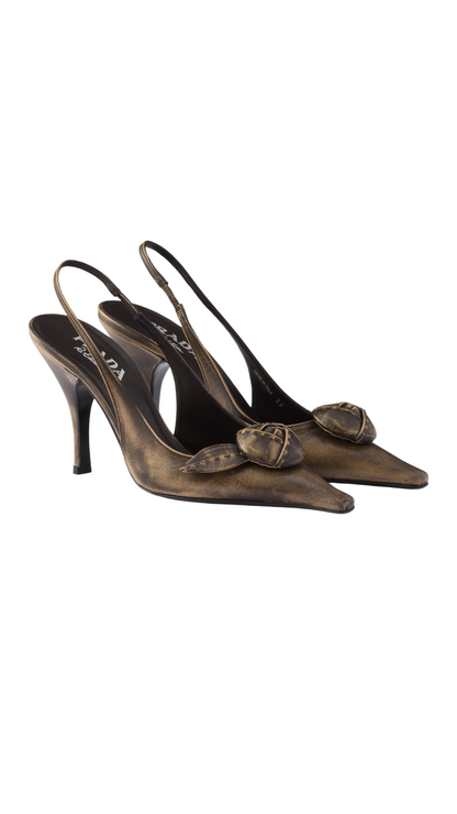 Leather Slingback Pumps in Dove Gray
