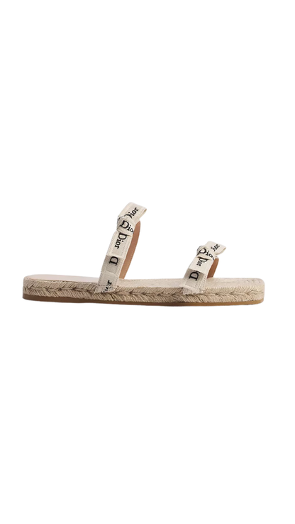 J'Adior Sandal with Straps in White Embroidered Cotton