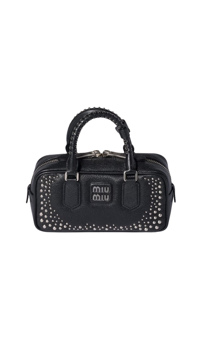 Arcadie Studded Leather Bag in Black