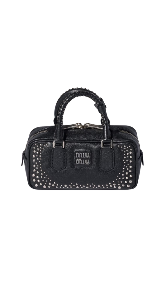 Arcadie Studded Leather Bag in Black